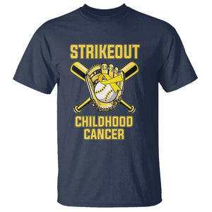 Childhood Cancer Awareness T Shirt Strikeout Childhood Cancer Baseball Support Pediatric Cancer TS02 Navy Printyourwear