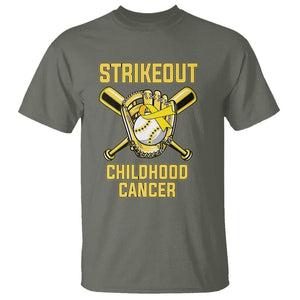 Childhood Cancer Awareness T Shirt Strikeout Childhood Cancer Baseball Support Pediatric Cancer TS02 Military Green Printyourwear
