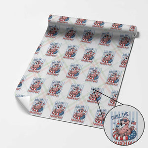 Chill The Fourth Out Wrapping Paper Roll Flamerica Flamingo 4th Of July