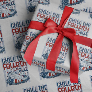 Chill The Fourth Out Wrapping Paper Roll Funny Alligator 4th Of July TS14 White Print Your Wear