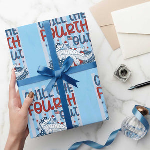 Chill The Fourth Out Wrapping Paper Roll Funny Alligator 4th Of July TS14 Light Blue Print Your Wear