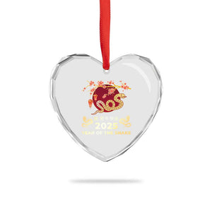 Chinese Lunar New Year 2025 Year Of The Snake Heart Crystal Glass Ornament Cherry Blossom TS11 Print Your Wear