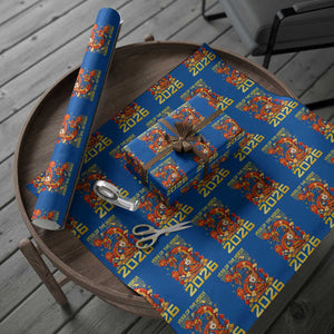 Chinese New Year 2026 Wrapping Paper Roll LYE Year of The Horse TS10 Blue Print Your Wear