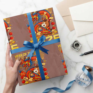 Chinese New Year 2026 Wrapping Paper Roll LYE Year of The Horse TS10 Mocha Print Your Wear