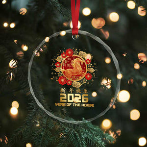 Chinese New Year 2026 Year of The Horse Crystal Glass Ornament - Golden Zodiac Horse TS11 Print Your Wear