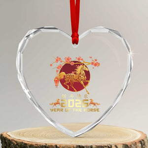 Chinese New Year 2026 Year of The Horse Heart Crystal Glass Ornament Cherry Blossom TS11 Transparent Glass 3'' Heart Print Your Wear