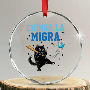 Chinga La Migra Crystal Glass Ornament Funny Protest Cat Minneapolis Support Gift TS12 Transparent Glass 3'' Circle Print Your Wear