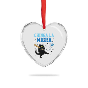 Chinga La Migra Heart Crystal Glass Ornament Funny Protest Cat Minneapolis Support Gift TS12 Print Your Wear