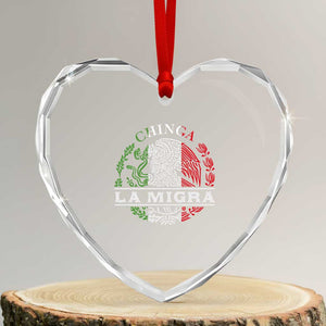 Chinga La Migra Heart Crystal Glass Ornament Immigration Rights Anti Fascism Protest TS14 Transparent Glass 3'' Heart Print Your Wear