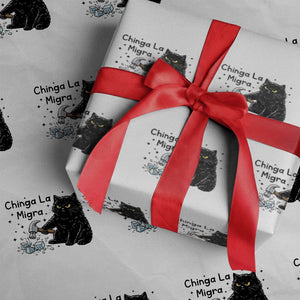 Chinga La Migra Wrapping Paper Roll Funny Cat Immigration Support TS12 White Print Your Wear