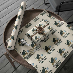 Chinga La Migra Wrapping Paper Roll Funny Immigration Rights Cat Political TS11 Beige Print Your Wear
