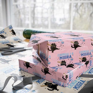 Chinga La Migra Wrapping Paper Roll Funny Protest Cat Minneapolis Support Gift TS12 Light Pink Print Your Wear