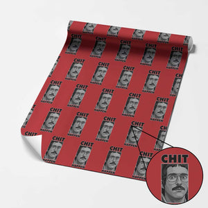 Chit Happens Meme Wrapping Paper Roll Funny Weird Guy Meme Unhinged Humor Energy TS02 Red Print Your Wear
