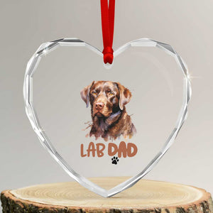 Chocolate Labrador Retriever Dad Heart Crystal Glass Ornament Dog Lover Gift TS12 Transparent Glass 3'' Heart Print Your Wear