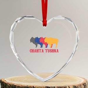 Choctaw Native American Chahta Tushka Heart Crystal Glass Ornament