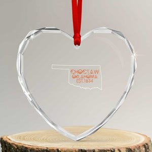 Choctaw Oklahoma OK Map Established 1834 Heart Crystal Glass Ornament