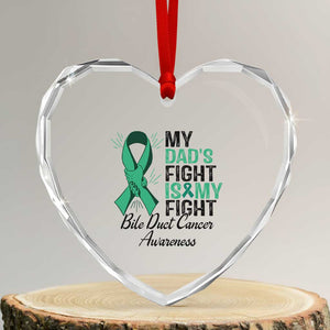 Cholangiocarcinoma Support Warrior Gift Heart Crystal Glass Ornament My Dad Fight My Fight