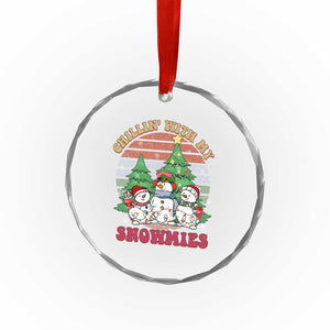 Chrismas Snowman Crystal Glass Ornament Chillin' With My Snowmies Retro Xmas Vibe TS02 Print Your Wear