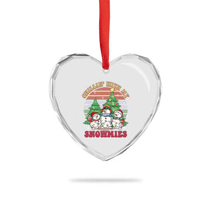 Chrismas Snowman Heart Crystal Glass Ornament Chillin' With My Snowmies Retro Xmas Vibe TS02 Print Your Wear