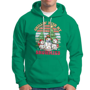 Chrismas Snowman Hoodie Chillin' With My Snowmies Retro Xmas Vibe TS02 Printyourwear