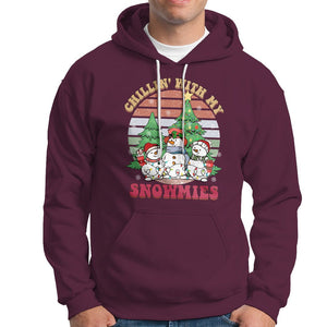 Chrismas Snowman Hoodie Chillin' With My Snowmies Retro Xmas Vibe TS02 Printyourwear