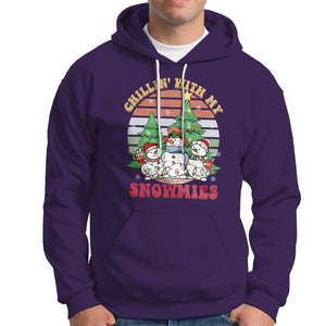 Chrismas Snowman Hoodie Chillin' With My Snowmies Retro Xmas Vibe TS02 Printyourwear