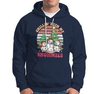 Chrismas Snowman Hoodie Chillin' With My Snowmies Retro Xmas Vibe TS02 Printyourwear