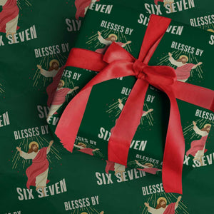 Christian 67 Meme Wrapping Paper Roll Blesses By Six Seven Funny TS14 Green Print Your Wear