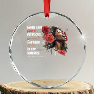 Christian African American Crystal Glass Ornament Who Can Find A Virtuous Woman TS11 Transparent Glass 3'' Circle Print Your Wear