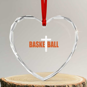 Christian Basketball Cross Heart Crystal Glass Ornament Retro Vintage Minimal Religious Faith TS10 Transparent Glass 3'' Heart Print Your Wear