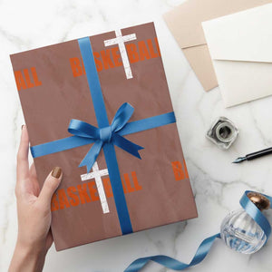 Christian Basketball Cross Wrapping Paper Roll Retro Vintage Minimal Religious Faith TS10 Mocha Print Your Wear
