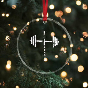 Christian Bible Gym Crystal Glass Ornament Jesus Weightlifter Workout Faith Isaiah 40 31 TS11 Print Your Wear