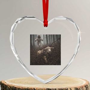 Christian Biblical Parable Of Lost Sheep Scene Heart Crystal Glass Ornament Funny Photo TS11 Transparent Glass 3'' Heart Print Your Wear
