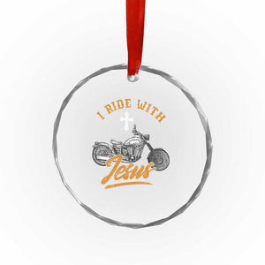 Christian Biker Crystal Glass Ornament I Ride With Jesus Faith Motorcycle TS02 Print Your Wear