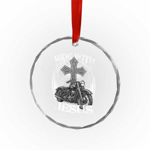 Christian Biker Crystal Glass Ornament Ride With Jesus Religious Faith Motorcycle Rider TS11 Print Your Wear