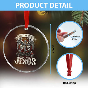 Christian Biker I Ride With Jesus Crystal Glass Ornament Religious Faith Motorcycle Rider Skull TS11 Print Your Wear