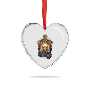 Christian Biker I Ride With Jesus Heart Crystal Glass Ornament Religious Faith Motorcycle Rider Eagle TS11 Print Your Wear