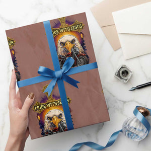 Christian Biker I Ride With Jesus Wrapping Paper Roll Religious Faith Motorcycle Rider Eagle TS11 Mocha Print Your Wear