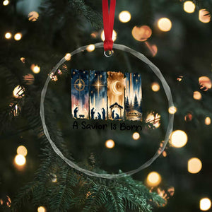 Christian Christmas Crystal Glass Ornament A Savior Is Born Jesus Nativity Scene TS11 Print Your Wear