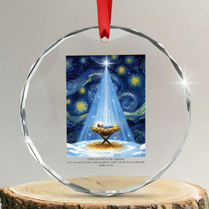 Christian Christmas Crystal Glass Ornament Nativity Scene Jeus Baby Starry Night Xmas TS14 Transparent Glass 3'' Circle Print Your Wear