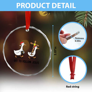 Christian Christmas Goose Crystal Glass Ornament Off To Follow Jesus TS14 Print Your Wear
