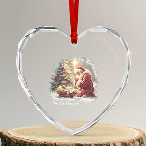 Christian Christmas Heart Crystal Glass Ornament Jesus I Am The Reason Santa I Am The Season TS11 Transparent Glass 3'' Heart Print Your Wear