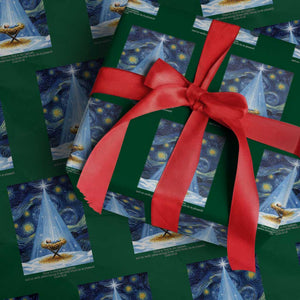 Christian Christmas Wrapping Paper Roll Nativity Scene Jeus Baby Starry Night Xmas TS14 Green Print Your Wear