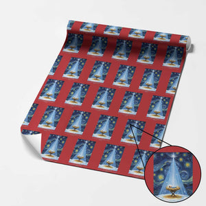 Christian Christmas Wrapping Paper Roll Nativity Scene Jeus Baby Starry Night Xmas TS14 Red Print Your Wear