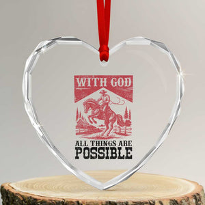 Christian Cowboy Heart Crystal Glass Ornament Vintage Christian All Things Are Possible Encouraging Bible Verse TS10 Transparent Glass 3'' Heart Print Your Wear