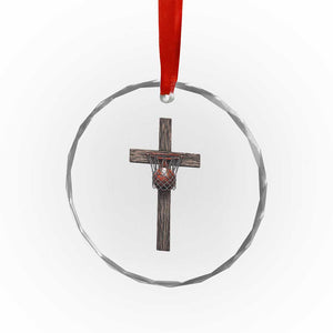 Christian Cross Basketball Crystal Glass Ornament Faith Basketball Player Graphic