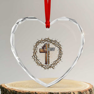 Christian Cross Heart Crystal Glass Ornament Bible John 3:16 Jesus He Gave His Only Son Jesus Christian TS10 Transparent Glass 3'' Heart Print Your Wear