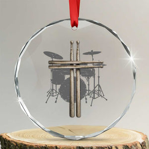 Christian Drummer Crystal Glass Ornament Drum Sticks Cross Percussionist Jesus Church TS10 Transparent Glass 3'' Circle Print Your Wear