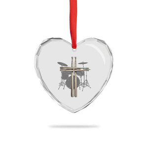 Christian Drummer Heart Crystal Glass Ornament Drum Sticks Cross Percussionist Jesus Church TS10 Print Your Wear