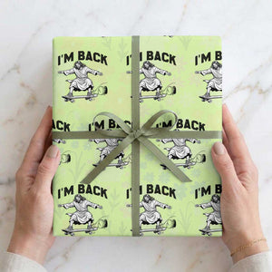 Christian Easter Wrapping Paper Roll Funny Skateboard Jesus I am Back TS14 Lime Print Your Wear